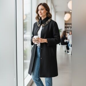 NWT Luxury Formal Party Vintage Elie Tahari Jeweled Neckline Coat